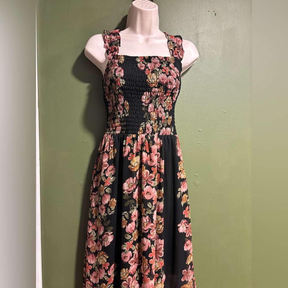 Maurice’s Floral Smocked Black Dress